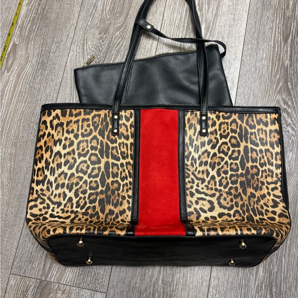 Chicos Leopard Print Tote Bag with Red Accent - Picture 7 of 13